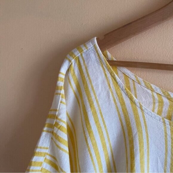 Torrid 2022 Cross Back Top Woman 4 Linen Blend Stripped Coastal Preppy Boxy NEW - Picture 6 of 16